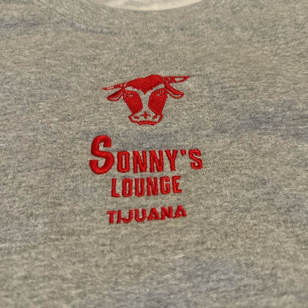 Gray vintage embroidered crew neck